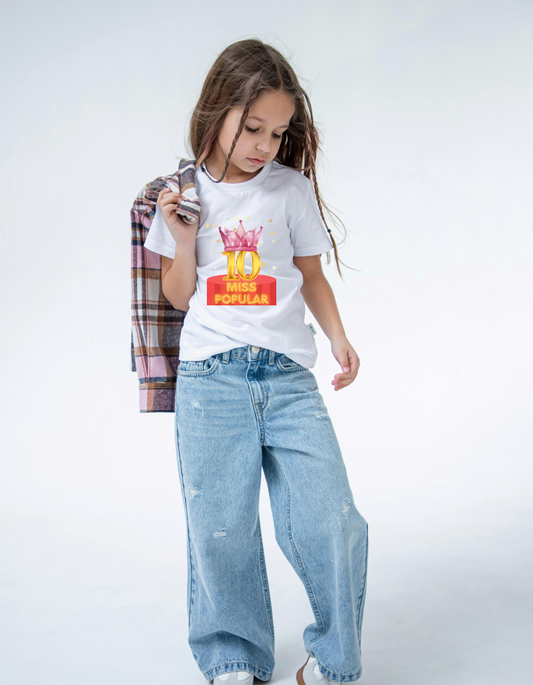 10 Miss Popular Crown T-Shirt for Kids Girls – Fun and Stylish Birthday Tee