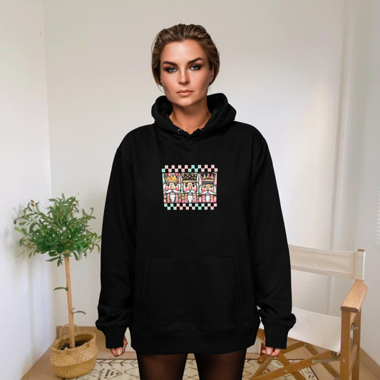 Three Kings Nutcracker Women’s Hoodie – Retro Christmas Aesthetic Graphic Hoodie for Cozy Winter Vibes