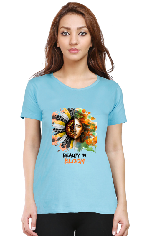 Beauty in Bloom – Artistic Floral Face Tshirt for Women