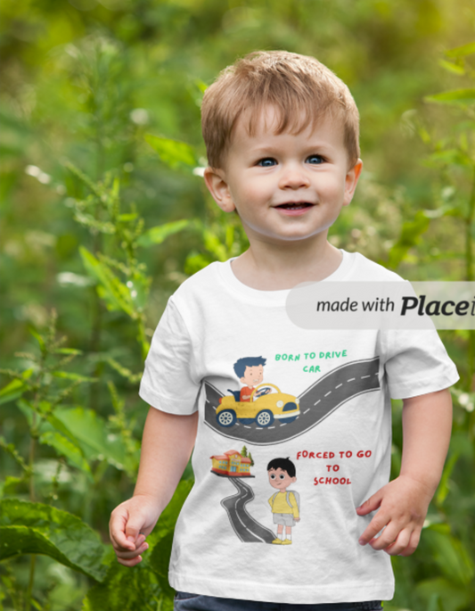 Born to Drive Car Kids T-Shirt – Funny School Life Design for Boys | Cartoon Road Graphic Tee