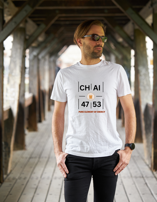 Chai – Pure Element of Energy T-Shirt for Men | Light Edition | Funny Desi Science Tee | Chai Lover Gift