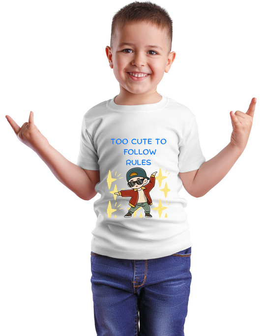 Too Cute To Follow Rules Boys Graphic T-Shirt – Fun & Playful Streetwear