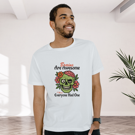 Brains Are Awesome I Wish Everyone Had One" Funny Skull Graphic T-Shirt for Men | Sarcastic Quote Tee