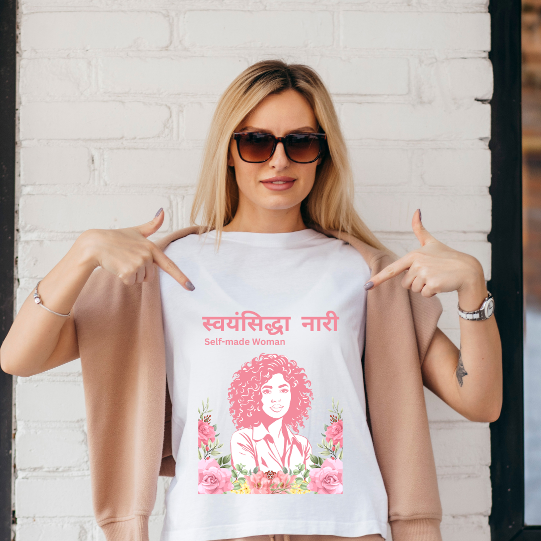 Self-Made Woman Statement Tee Floral Empowerment T-Shirt