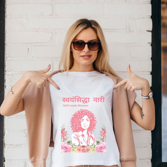 Self-Made Woman Statement Tee  Floral Empowerment T-Shirt