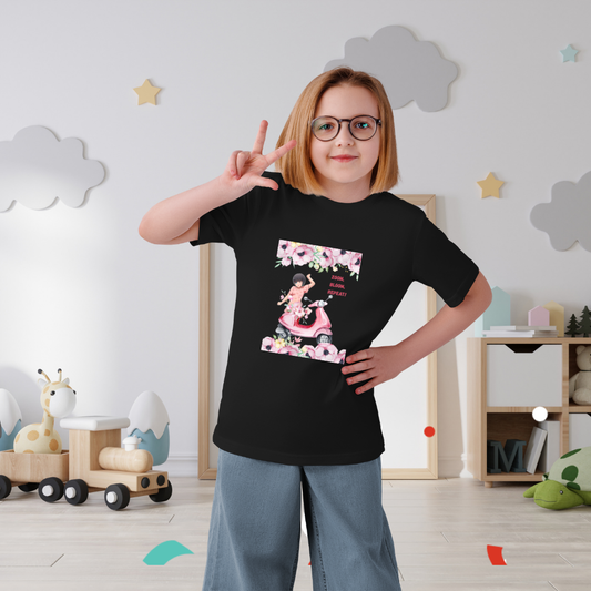 Zoom, Bloom, Repeat – Cute Girls’ Graphic T-Shirt | Fun & Playful Design