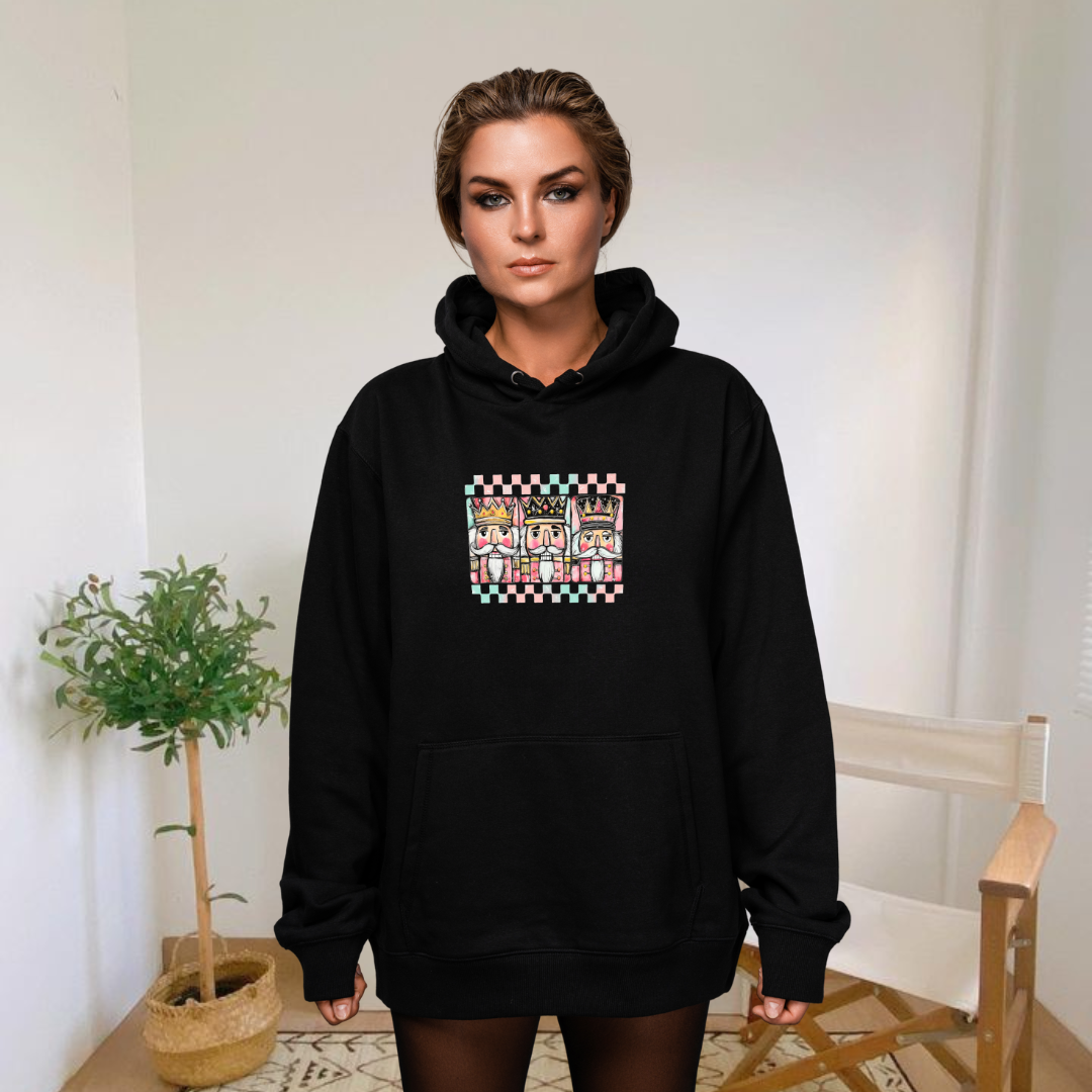 Three Kings Nutcracker Women’s Hoodie – Retro Christmas Aesthetic Graphic Hoodie for Cozy Winter Vibes