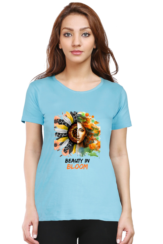 Beauty in Bloom – Artistic Floral Face Tshirt for Women