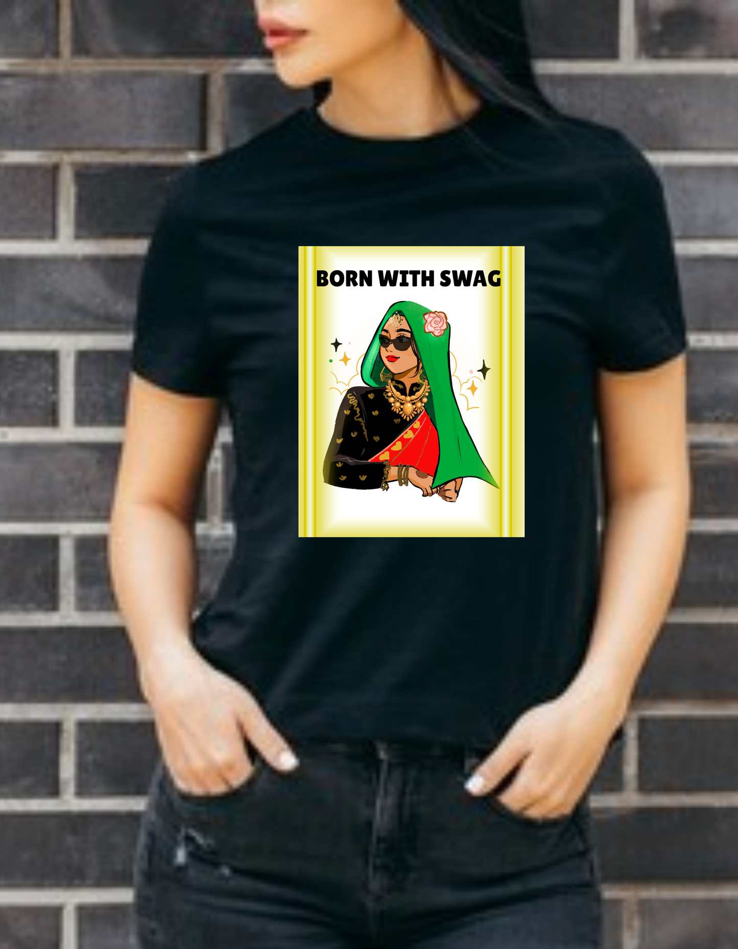 Born with Swag – Desi Diva T-Shirt for Women | Bold Traditional Style Tee