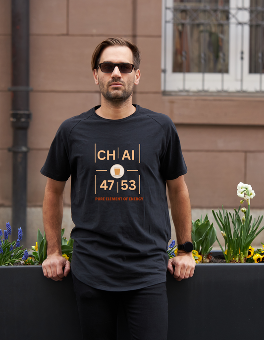 Chai – Pure Element of Energy T-Shirt for Men | Dark Edition | Funny Desi Science Tee | Chai Lover Gift