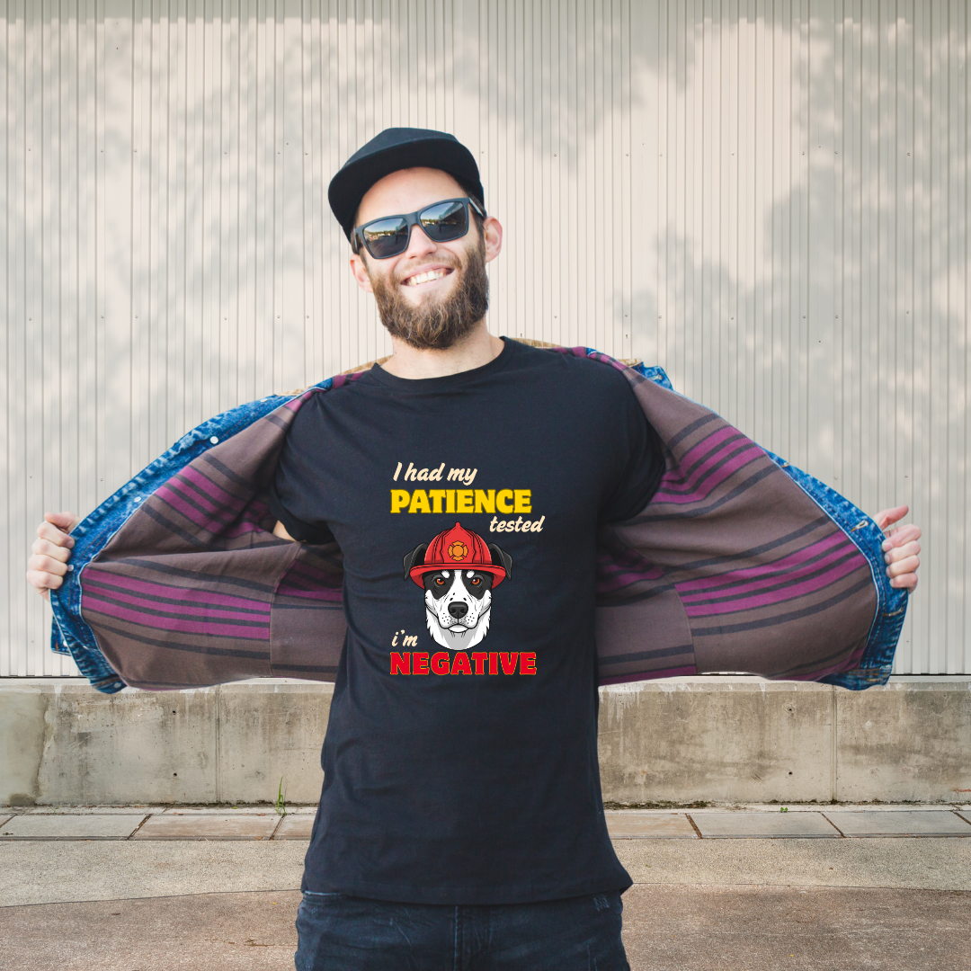 I Had My Patience Tested – I’m Negative Funny Dog Graphic T-Shirt for Men | Sarcastic Quote Tee