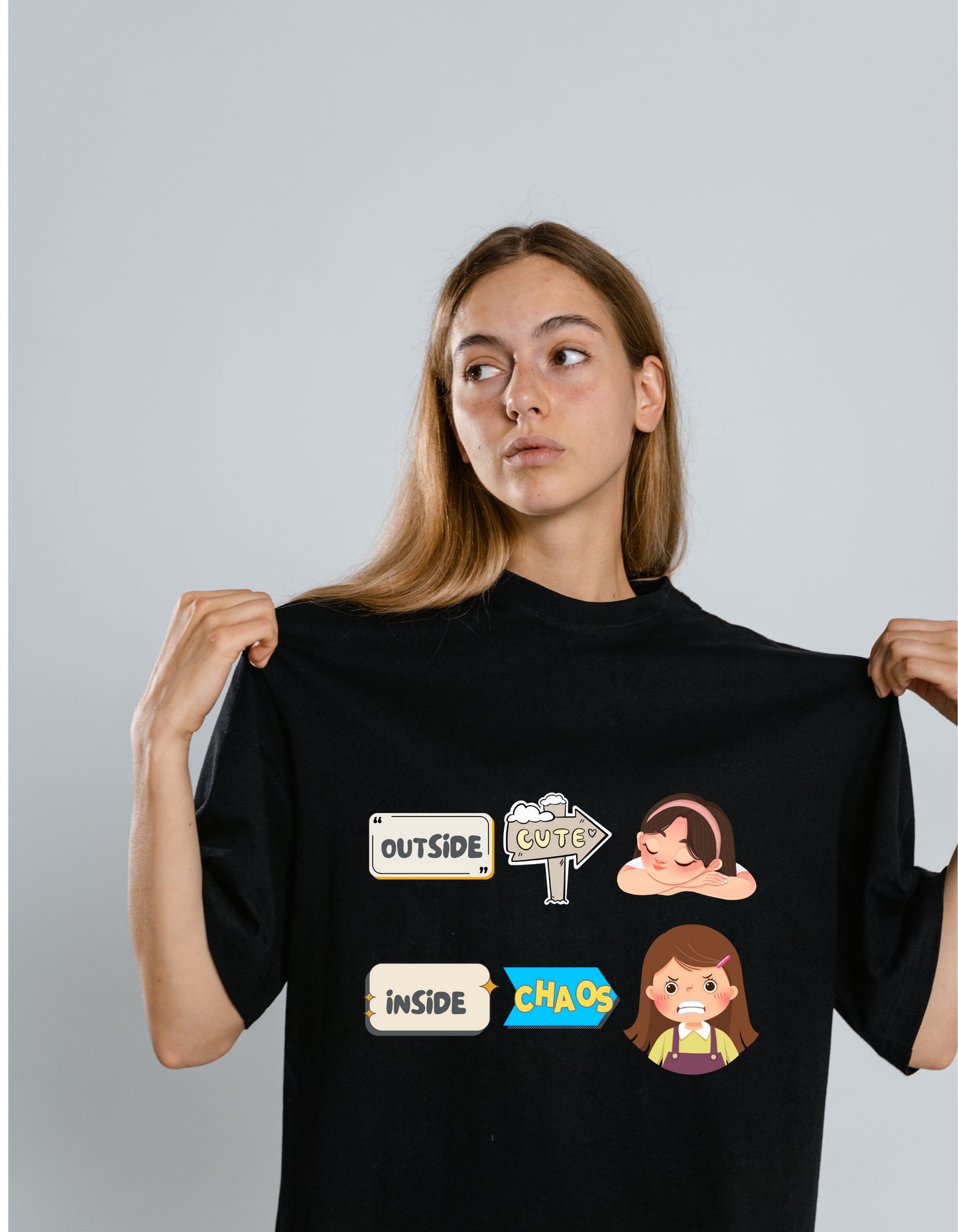 Outside Cute, Inside Chaos – Quirky Women's Tee