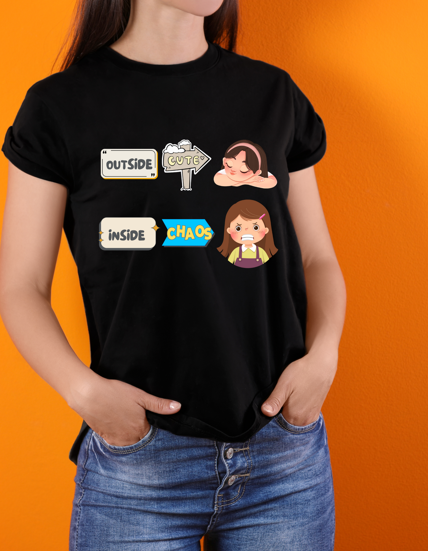 Outside Cute, Inside Chaos – Quirky Women's Tee